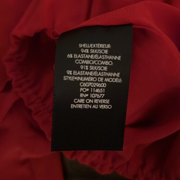 Alice and Olivia Red Silk Cold Shoulder Cropped Blouse Saks 5th Ave Exclusive!!! - Picture 5 of 6